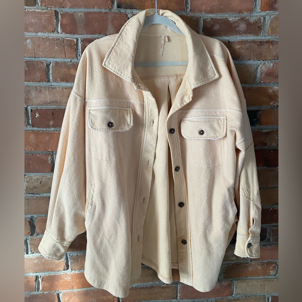 FREE PEOPLE Ruby shacket peach size small oversized - Picture 5 of 13